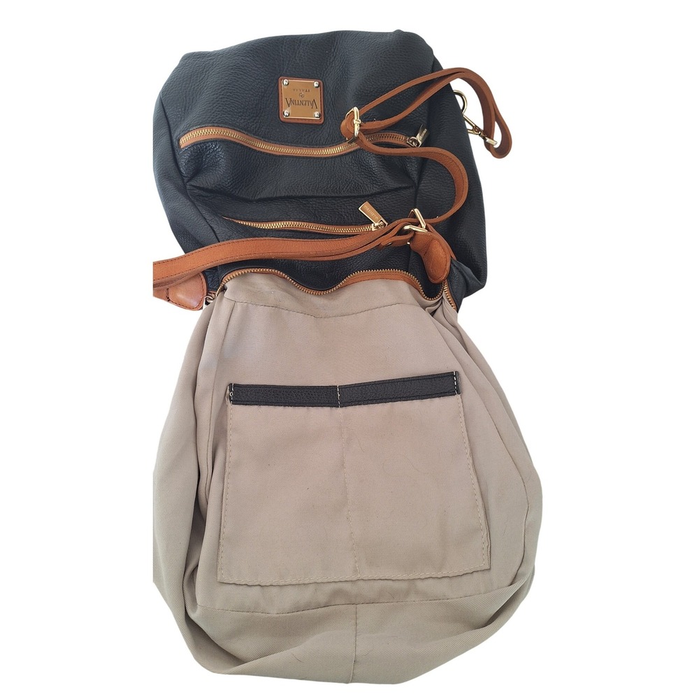 Valentina Black Brown Leather‎  Convertible Backpack Shoulder Bag - Picture 8 of 11